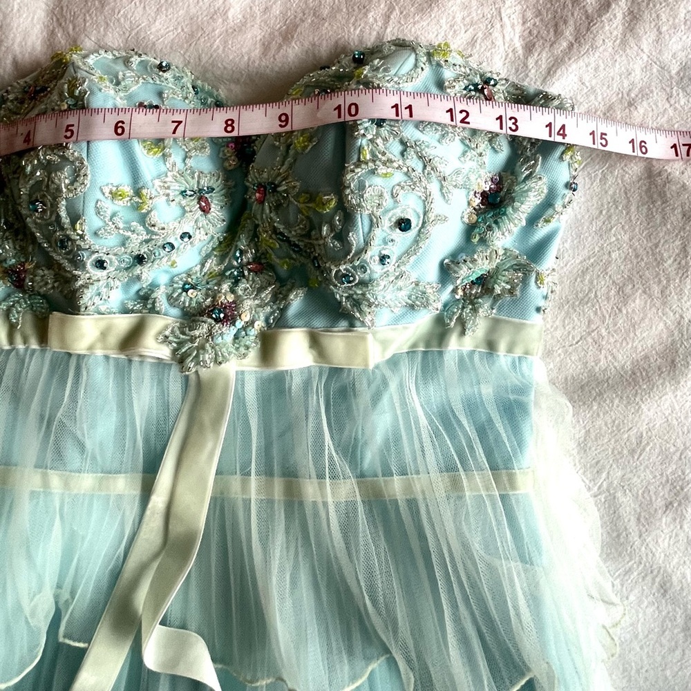 Alyce Paris Light Blue Tiered Tulle Ruffle Prom Dress Sz 2 Regencycore Fairycore - Picture 7 of 16